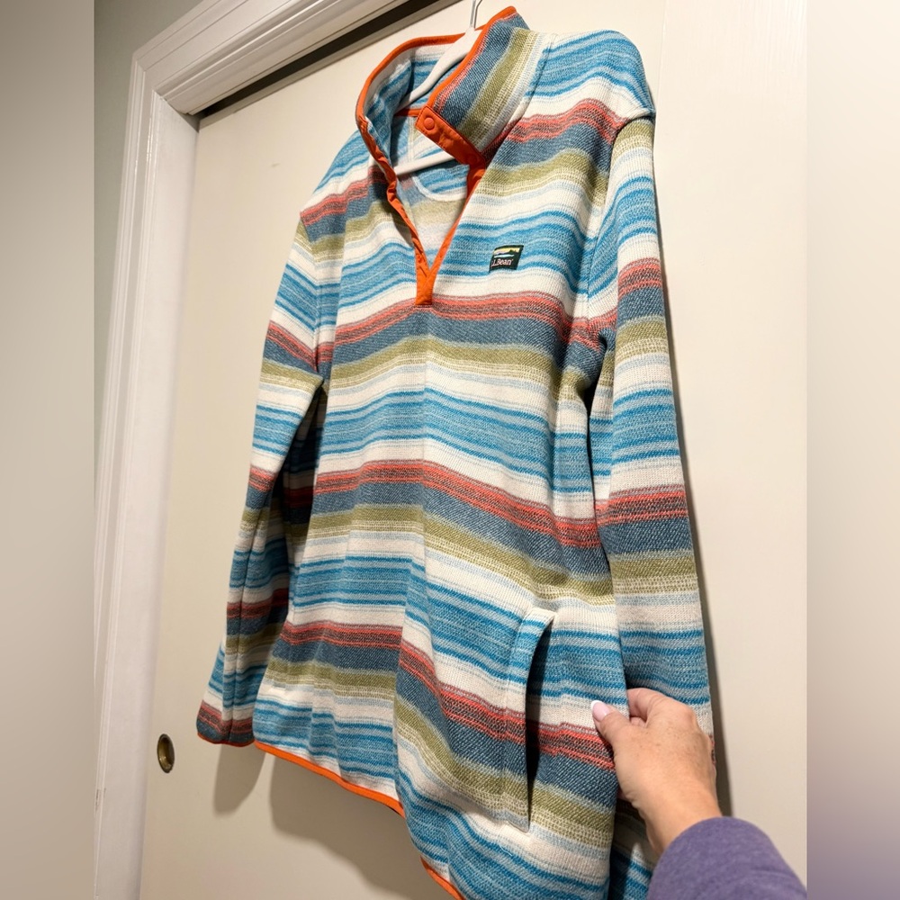 L.L.Bean Sweater Fleece Pullover, Striped Print - Picture 4 of 8